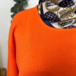 Pull col rond laine et cachemire femme TRICOTONIC T44 - orange-vif - 48