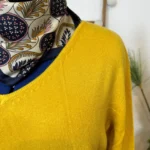 Pull col V laine et cachemire femme TRICOTONIC T44 - moutarde - 48