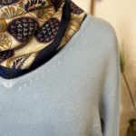 Pull col V laine et cachemire femme TRICOTONIC T44 - bleu-ciel - 48