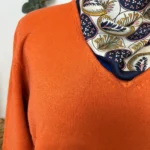 Pull col V laine et cachemire femme TRICOTONIC T44 - rouille - 48