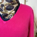 Pull col V laine et cachemire femme TRICOTONIC T44 - fuchsia - 48