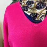 Pull col V laine et cachemire femme TRICOTONIC T44 - fuchsia - 48