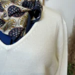 Pull col V laine et cachemire femme TRICOTONIC T44 - ecru - 48