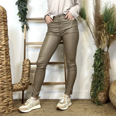 W101- Jean slim Enduit (T36-T44) - beige - 44