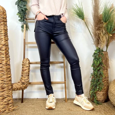 W101- Jean slim Enduit (T36-T44) - marine - 44