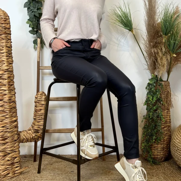 W101- Jean slim Enduit (T36-T44) - marine - 44