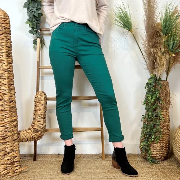 O525- Jean 7/8ème Voggo T36 T44 - vert-sapin - 44