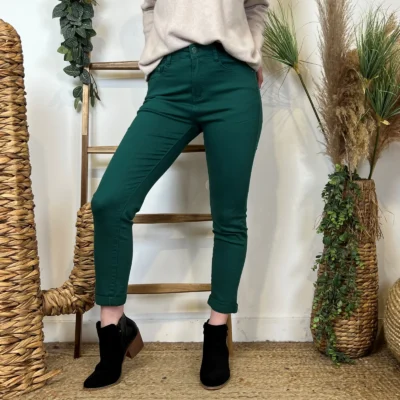 O525- Jean 7/8ème Voggo T36 T44 - vert-sapin - 44