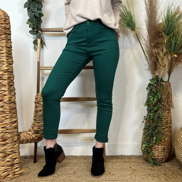 O525- Jean 7/8ème Voggo T36 T44 - vert-sapin - 44