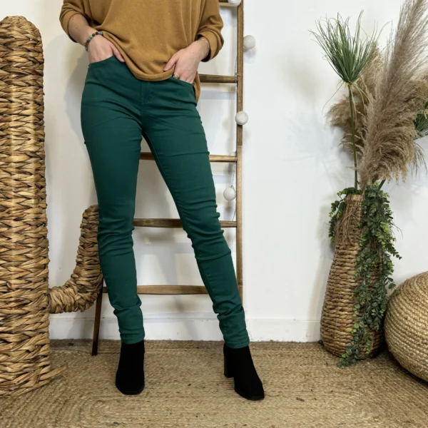 O524- Jean Slim Voggo (T36-T44) - vert-sapin - 44