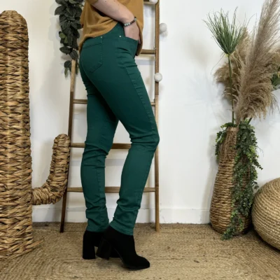 O524- Jean Slim Voggo (T36-T44) - vert-sapin - 44