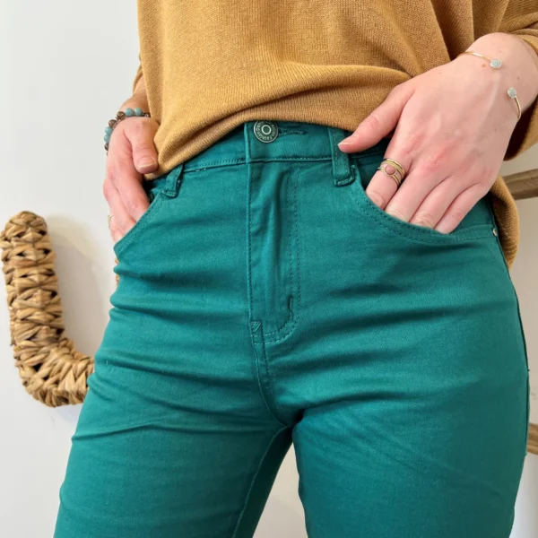 O524- Jean Slim Voggo (T36-T44) - vert-sapin - 44