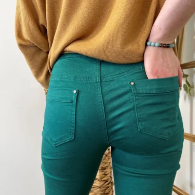 O524- Jean Slim Voggo (T36-T44) - vert-sapin - 44