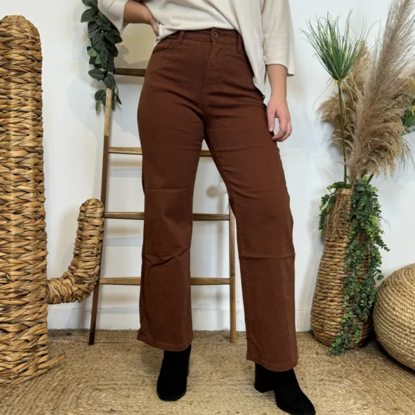 W130- Jean Flare Voggo T36-T44 - marron - 44