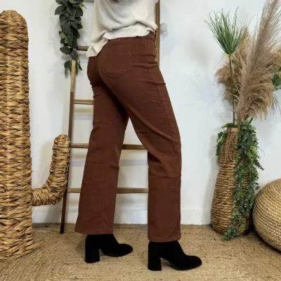 W130- Jean Flare Voggo T36-T44 - marron - 44