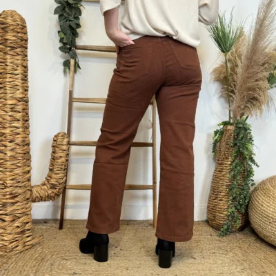 W130- Jean Flare Voggo T36-T44 - marron - 44