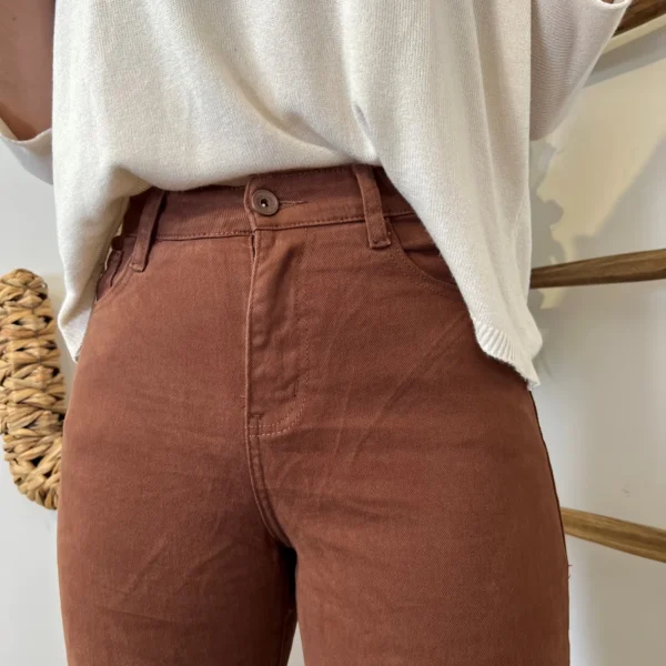 W130- Jean Flare Voggo T36-T44 - marron - 44