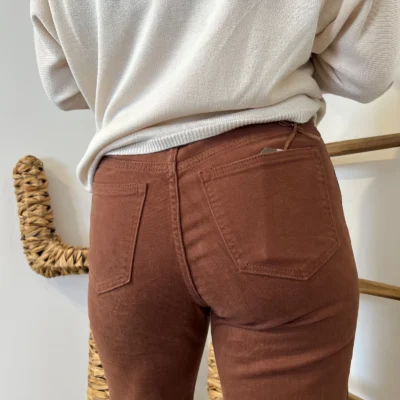 W130- Jean Flare Voggo T36-T44 - marron - 44