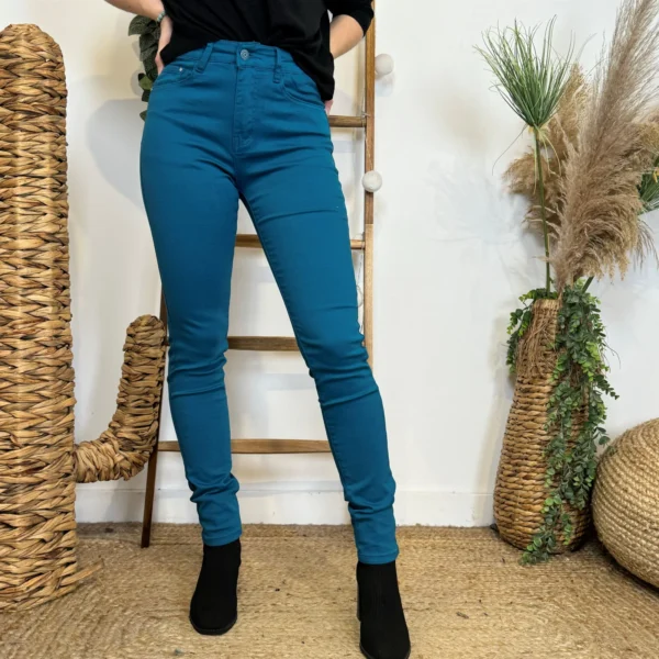 O539- Jean Slim Voggo (T36-T44) - bleu-canard - 44