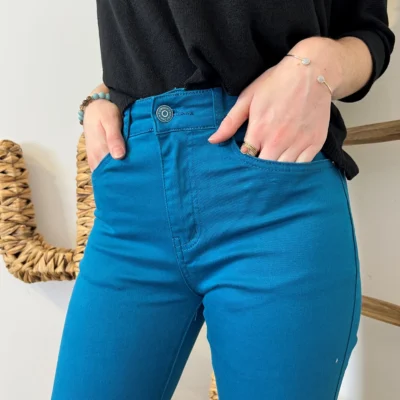 O539- Jean Slim Voggo (T36-T44) - bleu-canard - 44