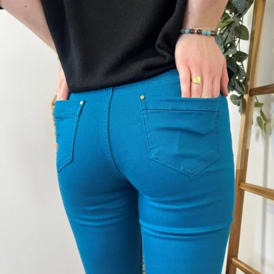 O539- Jean Slim Voggo (T36-T44) - bleu-canard - 44