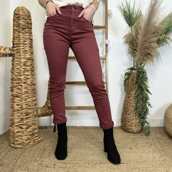 O537- Jean 7/8ème Voggo (T36 T44) - bordeaux - 44