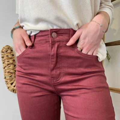 O537- Jean 7/8ème Voggo (T36 T44) - bordeaux - 44