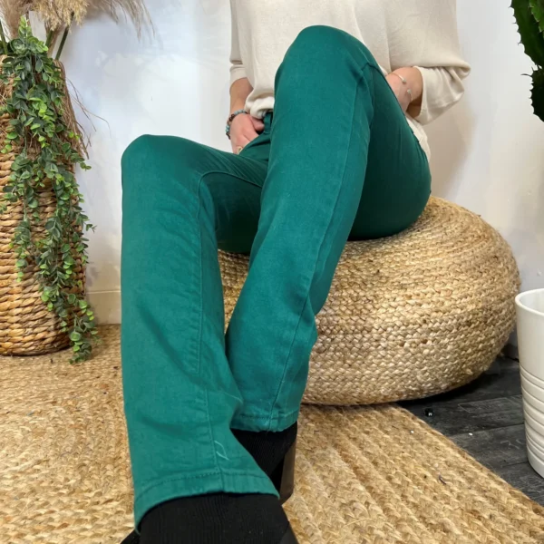 O523- Jean Droit Voggo vert T36-T44 - vert-sapin - 44