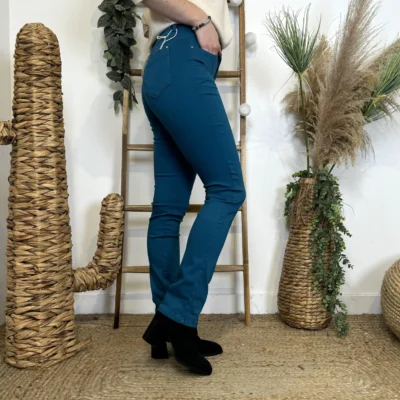 O538- Jean Droit Voggo T36-T44 - bleu-canard - 44