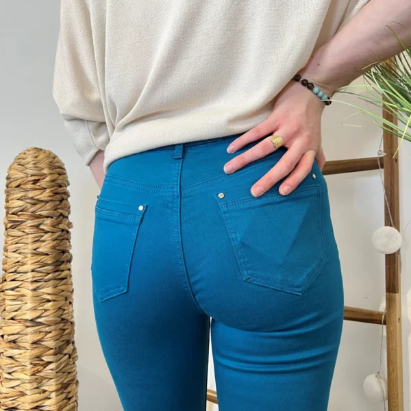 O538- Jean Droit Voggo T36-T44 - bleu-canard - 44