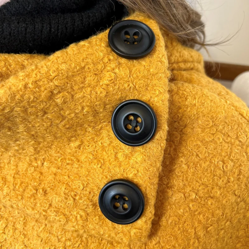 Poncho Bouclette (Tu) - moutarde-clair - taille-unique