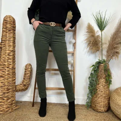 L804- Pantalon en velours (T36-T44) - kaki - 44