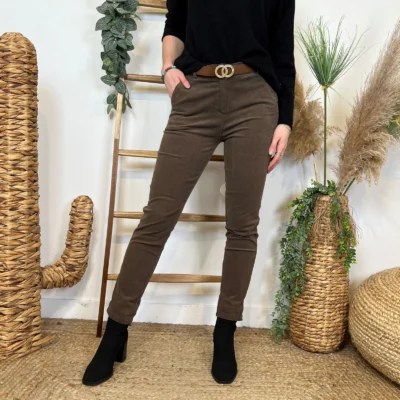 L804- Pantalon en velours (T36-T44) - marron - 44