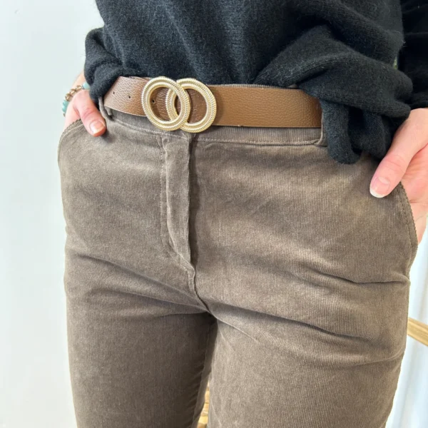 L804- Pantalon en velours (T36-T44) - marron - 44