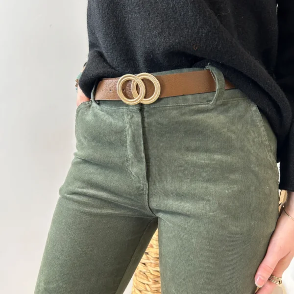 L804- Pantalon en velours (T36-T44) - kaki - 44