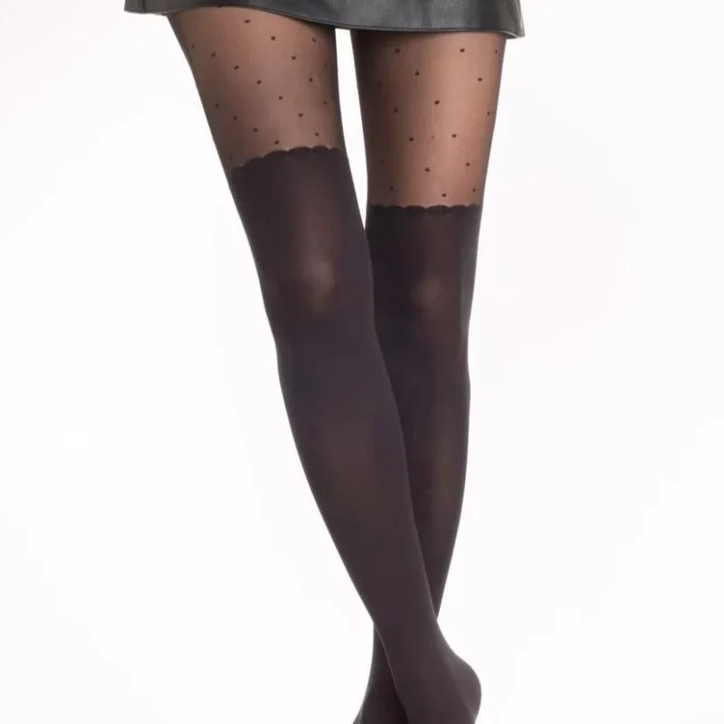 V340- Collants effet bas (Tu) - noir - taille-unique