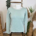 Pull col rond laine et cachemire femme TRICOTONIC T40 - vert-deau - 40
