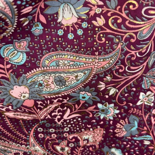 L669- Robe courte imprimée cachemire (T36-T44) - bordeaux - 44