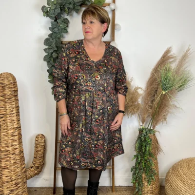 L669- Robe courte imprimée cachemire (T36-T44) - gris - 44