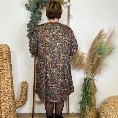 L669- Robe courte imprimée cachemire (T36-T44) - gris - 44