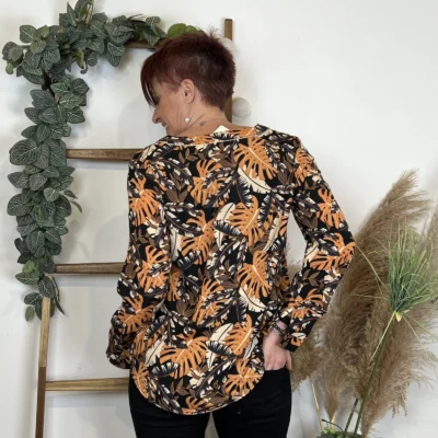 I950- Blouse By One philodendron (T36-T40) - noir - 38