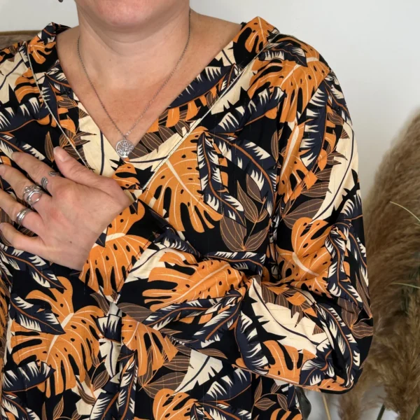 I950- Blouse By One philodendron (T36-T40) - noir - 38