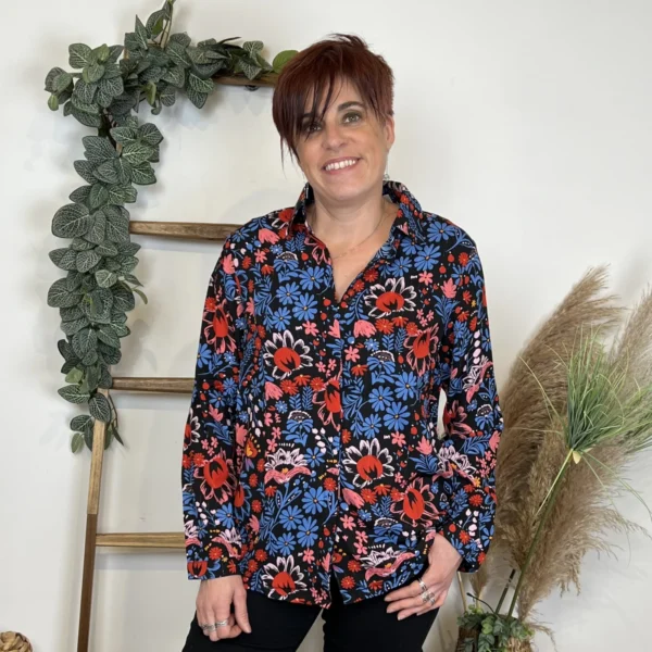 J944- Chemisier Z-One "Bouquet" (T36-T40) - noir - 38