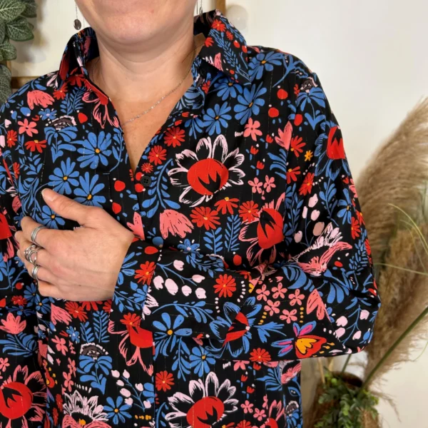 J944- Chemisier Z-One "Bouquet" (T36-T40) - noir - 38