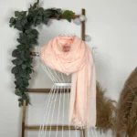 Foulard chèche uni froissé femme – Petit prix 4€ - rose-pale - sans-taille
