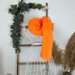 Foulard chèche uni froissé femme – Petit prix 4€ - orange - sans-taille