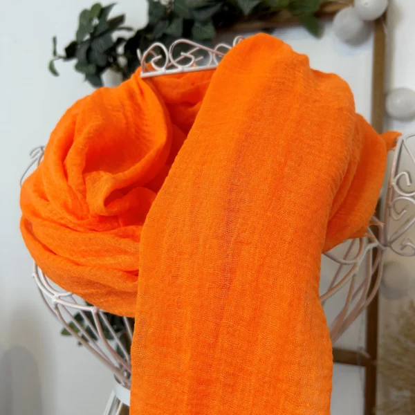 Y510– Foulard uni froissé - orange - sans-taille