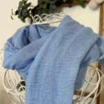 Foulard chèche uni froissé femme – Petit prix 4€ - bleu-ciel - sans-taille