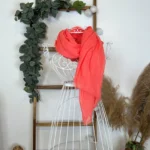 Foulard chèche uni froissé femme – Petit prix 4€ - corail - sans-taille