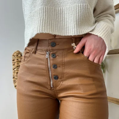 P068- Jean Enduit Melly&Co fourré (T34-T42) - camel - 42